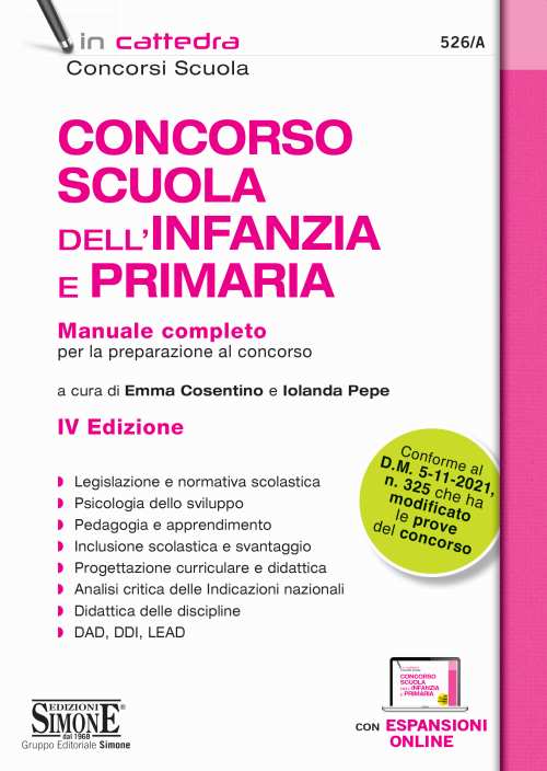 526/A - Concorso Scuola dell'Infanzia e Primaria - Manuale completo -  Simone Concorsi